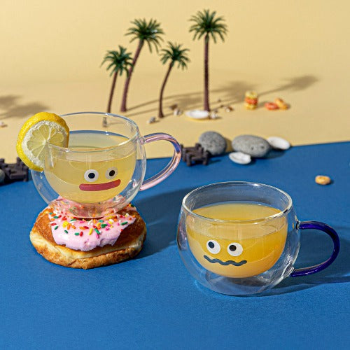 Face Double-Wall Heat-Resistant Glass Mug Cup Set of 2