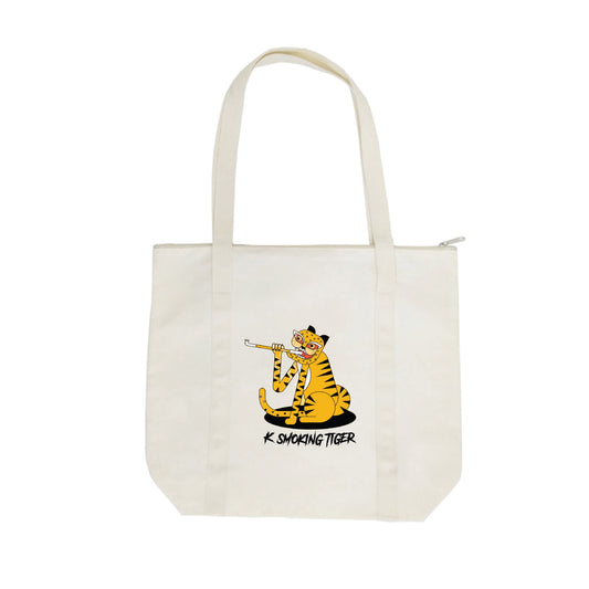 K Smoking Tiger Canvas Tote Bag